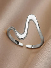 1 pieza Anillo de acero inoxidable simple con patrón de onda